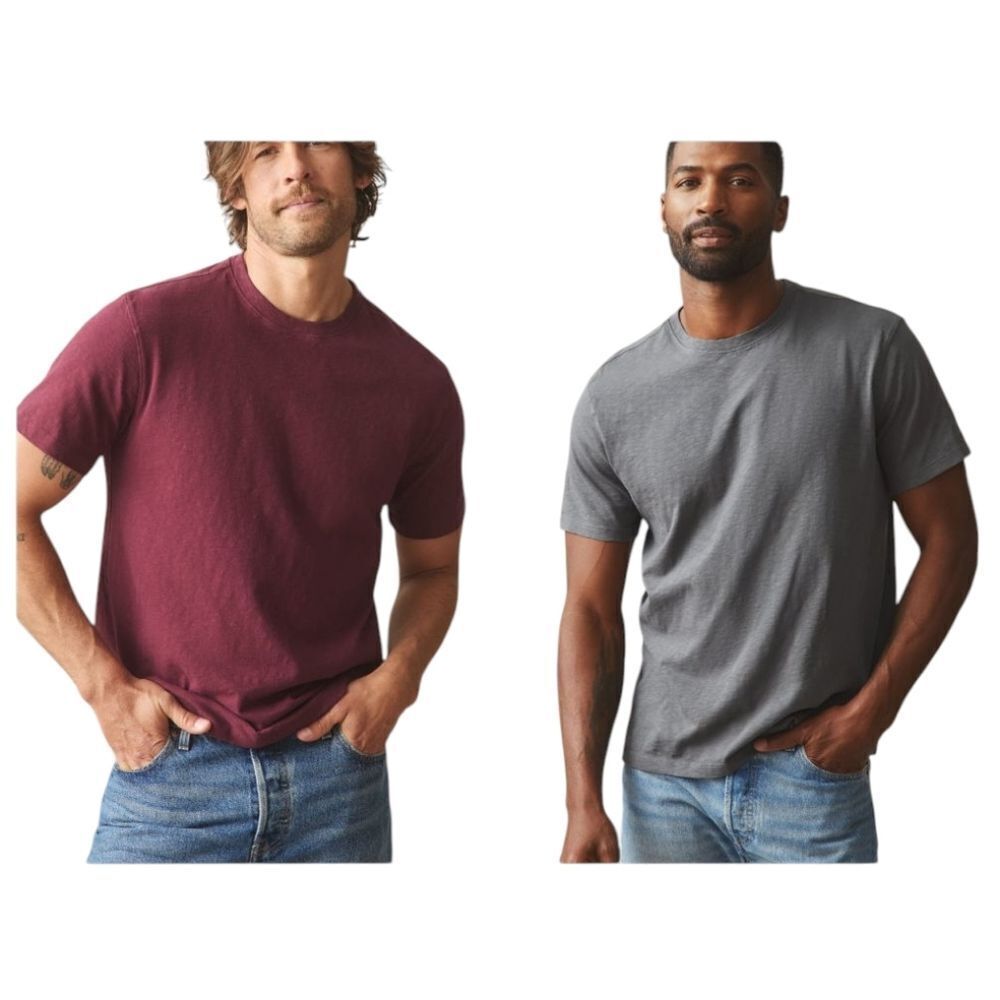 Lot Of 2 NEW American Giant Men's Premium Slub Crew Tee Dark Iron Grey Maroon XL